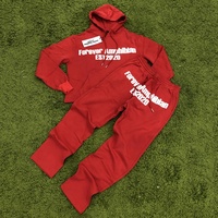 En stock survêtement lourd impression bouffante pantalon et sweat à capuche empilés ensemble hommes survêtement survêtement