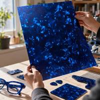 Feuille de Celluloïd Nacré Bleu Profond Effet Perle Concassée Durable pour Accessoires Artisanaux et Placage d'Instruments de Musique - Vente en Gros Fabricant