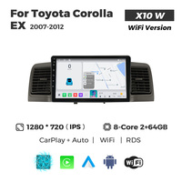 MEKEDE X10 X20 X30 X40 UIS7865 8+128G QLED AKM DSP CarPlay sans fil Android Auto pour Toyota Corolla EX 2007-2012