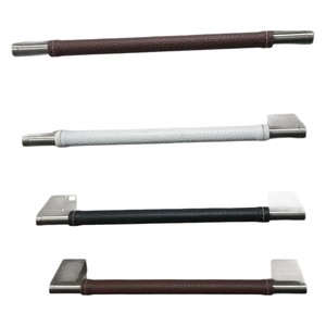 Stainless Steel Leather Cabinet Handles Bar Shape Modern Design Durable Furniture Handle For Cabinet <b>Doors</b> - Product Image 5