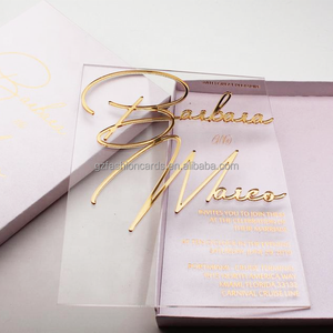 Tarjetas de invitación transparentes de plástico personalizadas, nuevo diseño, espejo de plástico acrílico, invitaciones de boda en caja - Product Image 3
