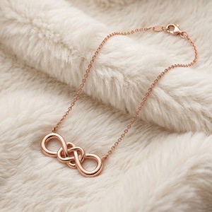 Collares con colgante de nudo infinito chapados en oro rosa al por mayor, joyería de eslabones entrelazados para mujer, OEM/ODM - Product Image 2