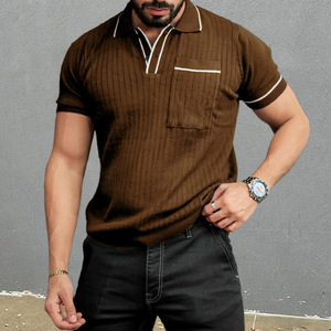 Nuova Moda 2026: Maglietta Polo a Maniche Corte con Tasca, <span class=keywords><strong>Slim</strong></span>-<span class=keywords><strong>Fit</strong></span>, in Maglia, <span class=keywords><strong>Abbigliamento</strong></span> Casual da <span class=keywords><strong>Uomo</strong></span> - Product Image 3