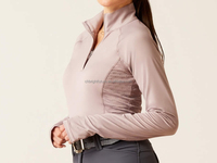 Fermeture à glissière à séchage rapide couche de base équestre équitation t-shirt à manches longues haut équestre