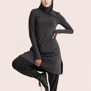 Abbigliamento Casual modesto <span class=keywords><strong>sportivo</strong></span> manica lunga <span class=keywords><strong>Top</strong></span> mussulm Hoodie Activewear Abaya Muslim abbigliamento da palestra per donna - Product Image 5