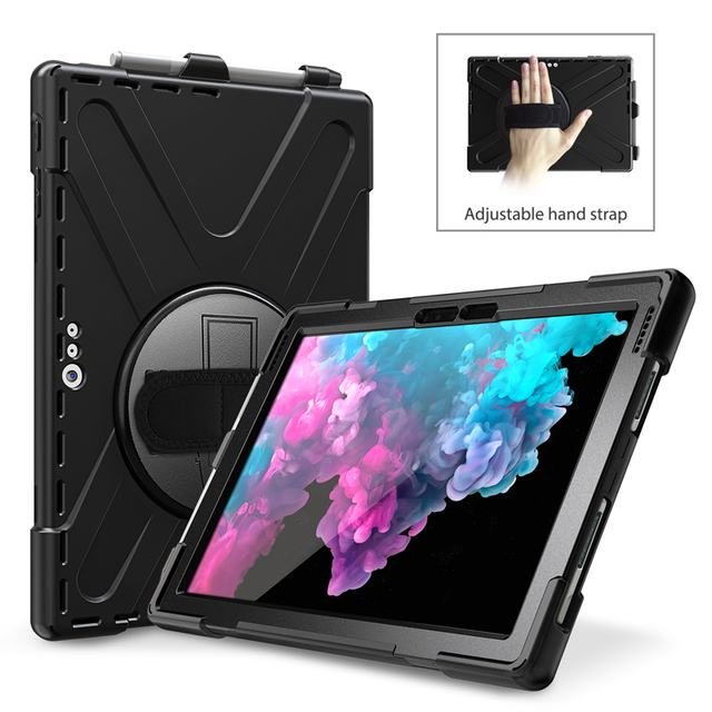 12.3 Inch Silicone PC Rugged case With Pen Slot for Microsoft Surface Pro 4 5 6 7 With Flexible Kickstand and Hand Strap