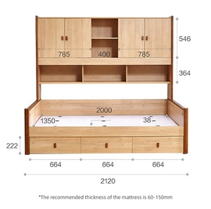 121329 Quanu cama de madera nórdica moderna personalizada con almacenamiento juegos de dormitorio moderno cama de madera para <span class=keywords><strong>adolescentes</strong></span> con almacenamiento de estantería - Product Image 6