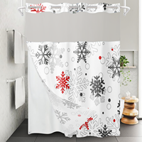 Rideau de Douche Double Couche Luxe Flocon de Neige Hiver - Rideau de Salle de Bain en Polyester Respirant et Imperméable pour Fenêtre Transparente et Intimité