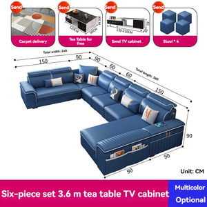 Divano Modulare a Tre Posti Ultra Confortevole a Forma di U con Rivestimento Morbido e Imbottitura in Spugna per Soggiorno - Product Image 5