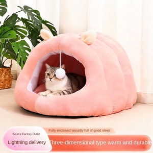 Cama Universal para Mascotas de Cuatro Estaciones para Gatos y Perros Pequeños, Terciopelo de Cristal, Felpa Cepillada, Forma de Oruga, Transpirable, Impermeable y Cálida - Product Image 3