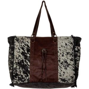 Bolso Myra con Estampado de Vaca para Mujer, Bolso de Mano de Cuero Genuino con Pelo de Vaca, Estilo Occidental - Product Image 5
