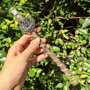 Varita mágica de brujería tallada, palo de hadas de cristal crudo, mago de piedras preciosas, accesorios de Cosplay de Halloween, colección de bruja hechicera - Product Image 5
