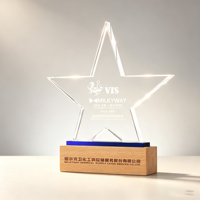 Nouvelles récompenses en cristal de luxe pour artistes, avec base en bois personnalisée, gravure laser 3D en forme d'étoile de haute qualité, pour événements musicaux