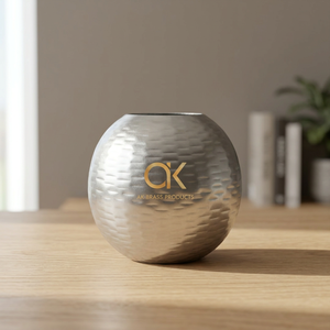 AK แจกันดอกไม้ทำจากโลหะนิกเกิลสีเงินทรงกลมขนาดเล็กของตกแต่งบ้าน - Product Image 2