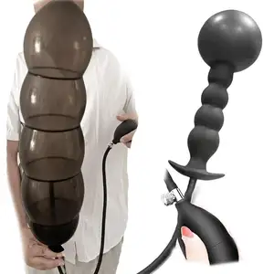 Inflável Butt Plug Atacado Anal Trainer Massagem Expansível Anal Plug com 5 Beads Adulto Brinquedos Sexuais