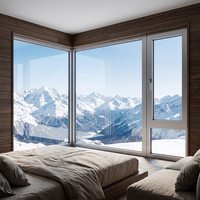 Ventana Abatible de Aluminio con Rotura de Puente Térmico, Doble Acristalamiento, Insonorizada, Ahorro de Energía, Diseño Moderno Personalizado para Villa, Hotel, Apartamento