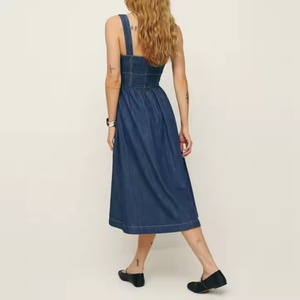 Vestido de Mezclilla Transpirable de Verano Ecológico con Botones Naturales Sólidos Vintage Personalizado OEM para Mujer - Product Image 3