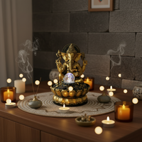 Zen méditation intérieur table Ganesha fontaine d'eau boules de cristal asie du sud-est Style inspiré Feng Shui dieu hindou décor à la maison