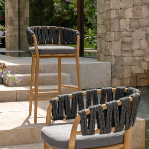 เก้าอี้รับประทานอาหารกลางแจ้งทำจากไม้สักพร้อมเชือกและเบาะเฟอร์นิเจอร์ในสวน - Product Image 6