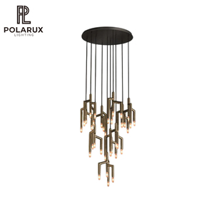 Lustre Sculptural Moderne Style Géométrique Abstrait Branche en Laiton Multi-Gouttelettes Unique Décoratif Haut de Gamme Lustre <span class=keywords><strong>Rameau</strong></span> - Product Image 1