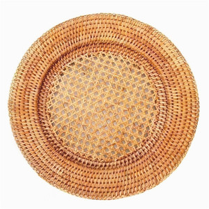 Sous-plats faits à la main pour assiettes à dîner, en rotin tressé avec pompon, ronds, pour la décoration de la maison, style bohème avec franges - Product Image 2