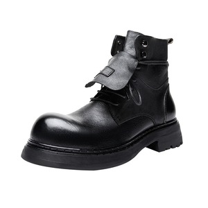 Botas de cuero nuevas, botas cortas vintage a la moda, suelas gruesas que mejoran la durabilidad, botas de motocicleta de cuero genuino, cuero suave - Product Image 5