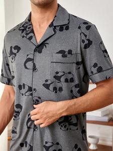 Set <span class=keywords><strong>Pigiama</strong></span> Estivo per Adulti 2 Pezzi Casual Morbido Stile Americano con Stampa <span class=keywords><strong>Panda</strong></span> Manica Corta - Product Image 2