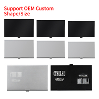 Logotipo personalizado, impresión serigráfica, adhesivo epoxi, portatarjetas de visita de aluminio, grabado láser, Material metálico