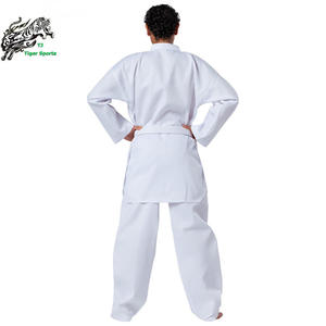 WTF Kimono de Taekwondo blanc à col en V, matière côtelée, vêtements d'<span class=keywords><strong>arts</strong></span> martiaux - Product Image 3