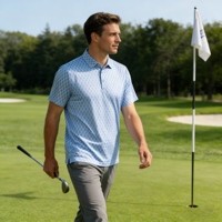Polo pour homme de luxe, coupe ajustée, en maille extensible douce, avec logo personnalisé OEM et motif imprimé, idéal pour le golf