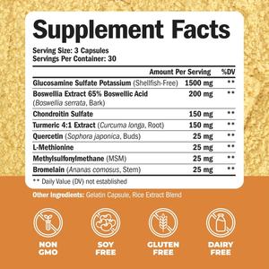 Özel etiket eklem desteği kemik esnek glukozamin takviyeleri <span class=keywords><strong>MSM</strong></span> 1500mg glukozamin kondroitin kapsüller - Product Image 4