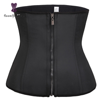 Gaines Lisses en Latex Corset Serre-Taille Amincissant à 7 Baleines en Acier avec Fermeture Éclair et Crochets Grande Taille
