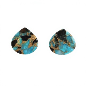 Meilleures ventes : Pierre précieuse calibrée en forme de cœur de 12 mm, turquoise Mohave noir bleu cuivre, qualité gemme pour la fabrication de bijoux et de bagues - Product Image 1