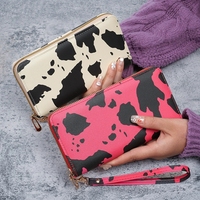Dompet Panjang Motif Kulit Sapi Harga Pabrik, Multifungsi dengan Ritsleting, Tas Ponsel Modis, Dompet Koin dengan Tali Pergelangan Tangan