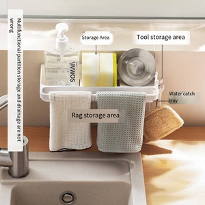 Corner Dish Towel Drain Rack Kitchen Sink Faucet <b>Wall</b> Hanging <b>Shelf</b> Household Dish Towel Storage Rack - Product Image 3