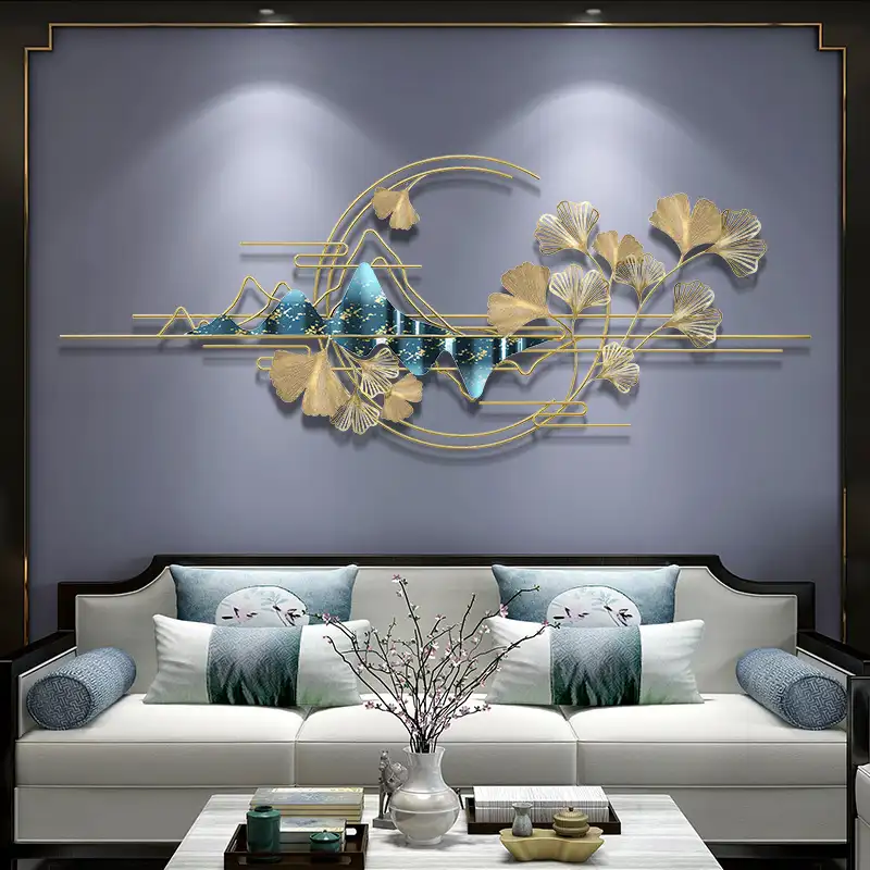 Arte de parede decorativa para sala de estar, arte em atacado islâmica de metal decoração para sala de estar, decoração de ouro moderna deco