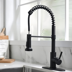 Robinets de cuisine modernes Robinets d'évier de cuisine en acier inoxydable à ressort Robinets de mélange d'eau chaude et froide - Product Image 4