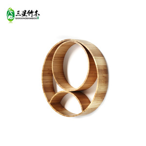 Bamboo hanging round <b>wall</b> <b>shelf</b>, creative round <b>wall</b>-<b>mounted</b> grid <b>shelf</b>, living room decorative <b>wall</b>-<b>mounted</b> frame. - Product Image 3