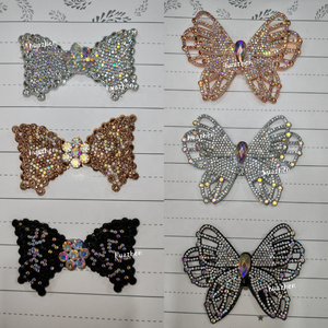 Fiore Decorativo per <span class=keywords><strong>Scarpe</strong></span> alla Moda <span class=keywords><strong>con</strong></span> Design a Farfalla e Strass, Accessori per <span class=keywords><strong>Scarpe</strong></span> da Donna - Product Image 3
