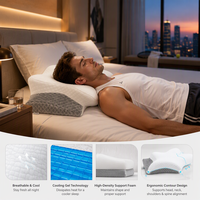 Oreiller orthopédique en mousse à mémoire de forme, forme papillon, tissu polyester/coton, douceur, anti-boulochage, résistant aux acariens, design portable