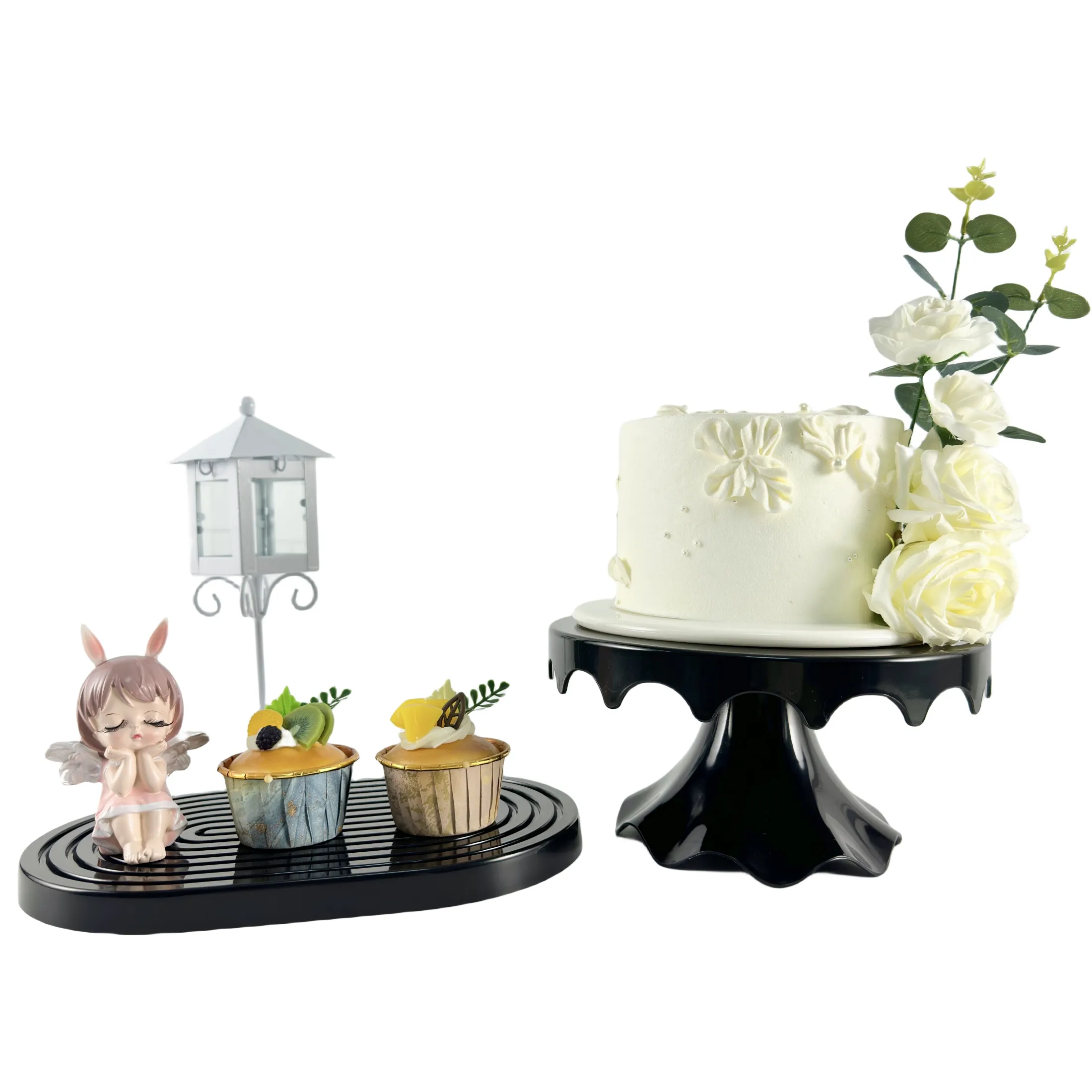 Hiasan tengah meja pernikahan, penyangga kue