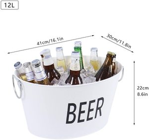 12L Beverage Tub White <strong>Painted</strong> Large Ice Bucket Wine Beer Bucket Metal Beer <strong>Cooler</strong> - Product Image 4