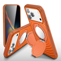 Nouvelle coque de téléphone magnétique à motif ondulé avec support rotatif à 360 degrés et miroir de maquillage intégré, design animalier, pour 18 Pro Max/17 Pro