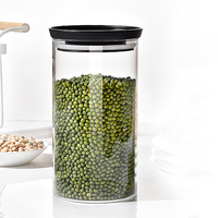 Vente en gros de bocaux de stockage en verre à haute teneur en borosilicate Taille personnalisée 450ml 700ml 1100ml Pot en verre de miel Couvercle en silicone pour le stockage des aliments
