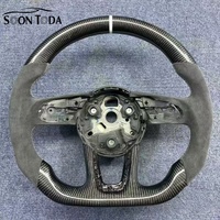 Volant chauffant et vibrant personnalisé en fibre de carbone et suède, compatible avec Audi 08 TT Sline A6 C7.5 S8 B8 A5 B9 A8 S4 C7 C6 S6 Q3 RS7