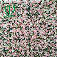 Panel latar belakang bunga dinding kain buatan 3D 5D mawar hydrangea grosir untuk dekorasi pesta pernikahan, photo booth, dan taman