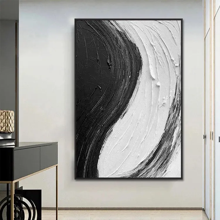 2022 New Arrivals Handmade Canvas Artwork Modern Wall Art Black And White Large Wall Paintings