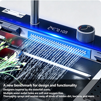 Évier de cuisine en acier inoxydable OEM Nano anti-rayures avec affichage numérique LED, évier de cuisine multifonctionnel cascade pour projets de villas