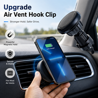 Support de téléphone universel magnétique télescopique à ventouse pour grille d'aération de voiture 3-en-1 avec bras télescopique et ventouse