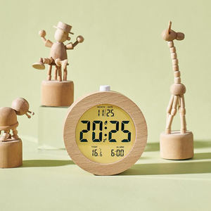Horloge murale LED en bois avec logo personnalisé, fonction snooze, bouton de retour, numérique, 12/24 heures, intelligente, changement de couleur, décoration de chambre, bureau, maison, cadeau - Product Image 6